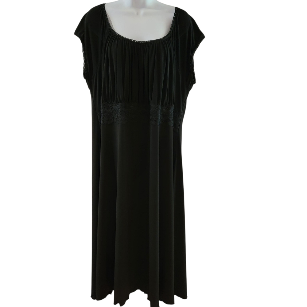 Lane Bryant Women's Black Dress Pleated Lace Empire Waist 22/24
